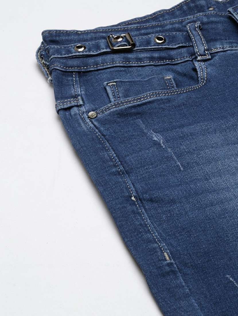 women high rise solid denim jeans - 20610450 -  Standard Image - 6