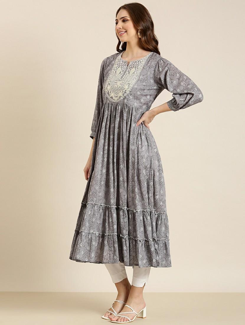 women floral printed tiered kurta - 20610464 - Standard Image - 1