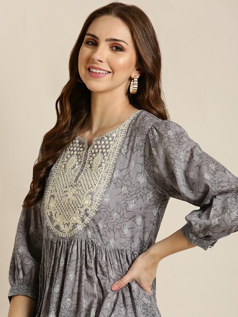 women floral printed tiered kurta - 20610464 - Standard Image - 4