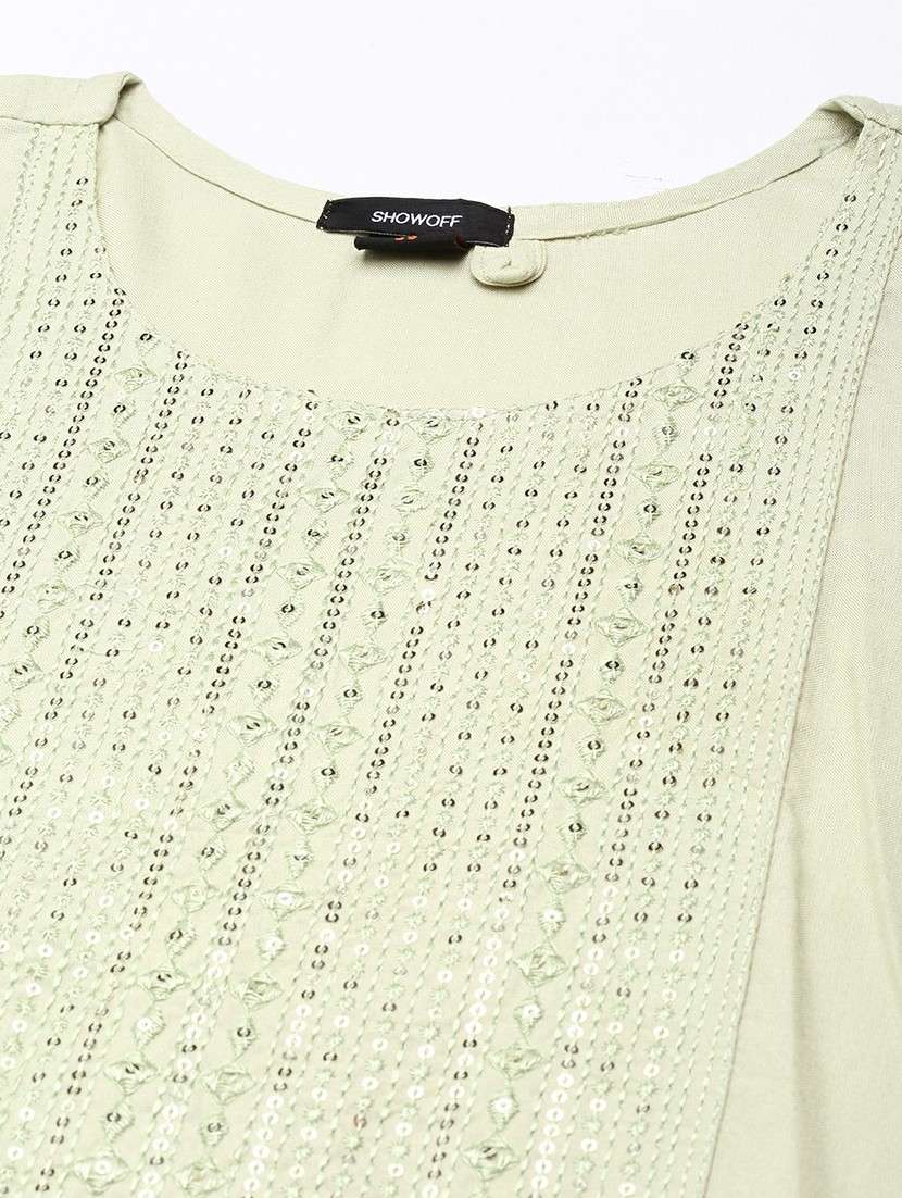 green cotton straight kurta - 20610471 -  Standard Image - 6