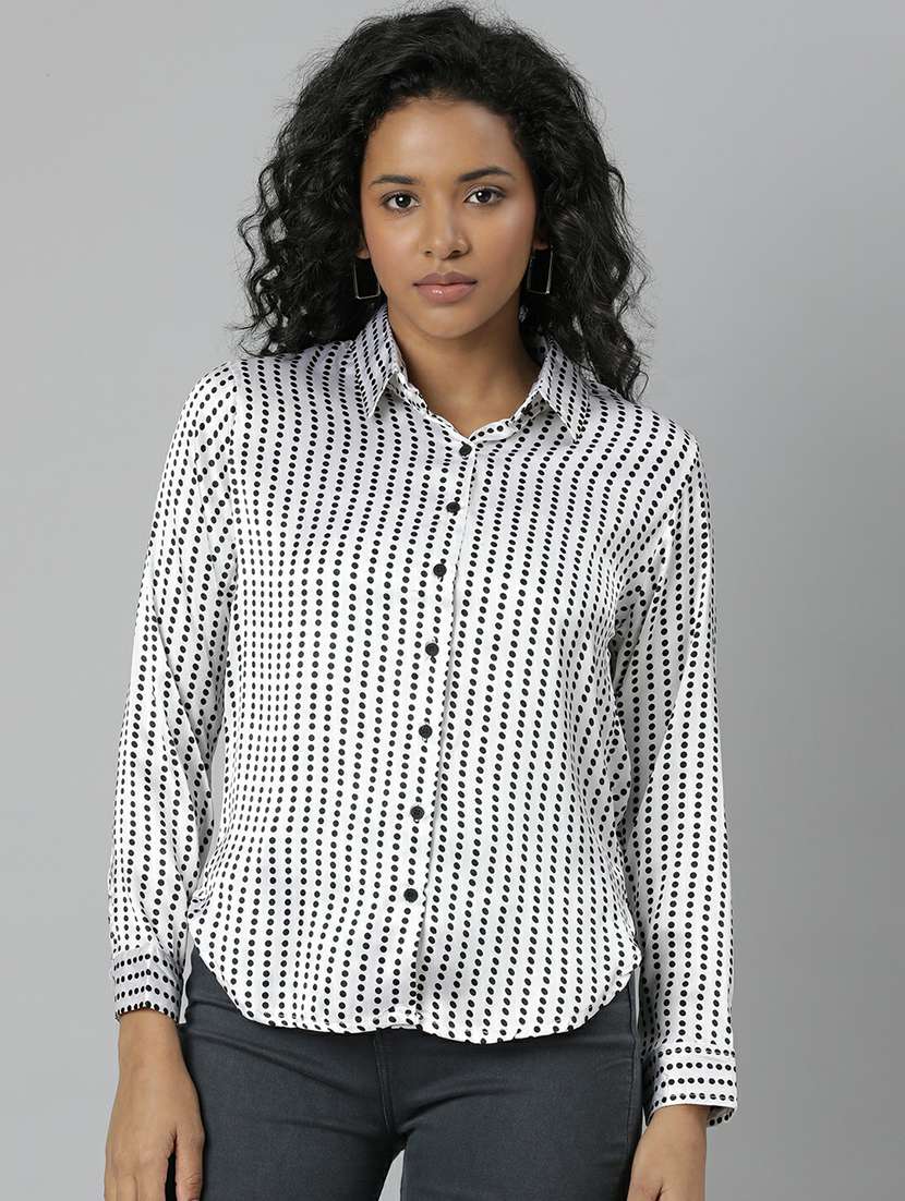 women white polka dot regular shirt