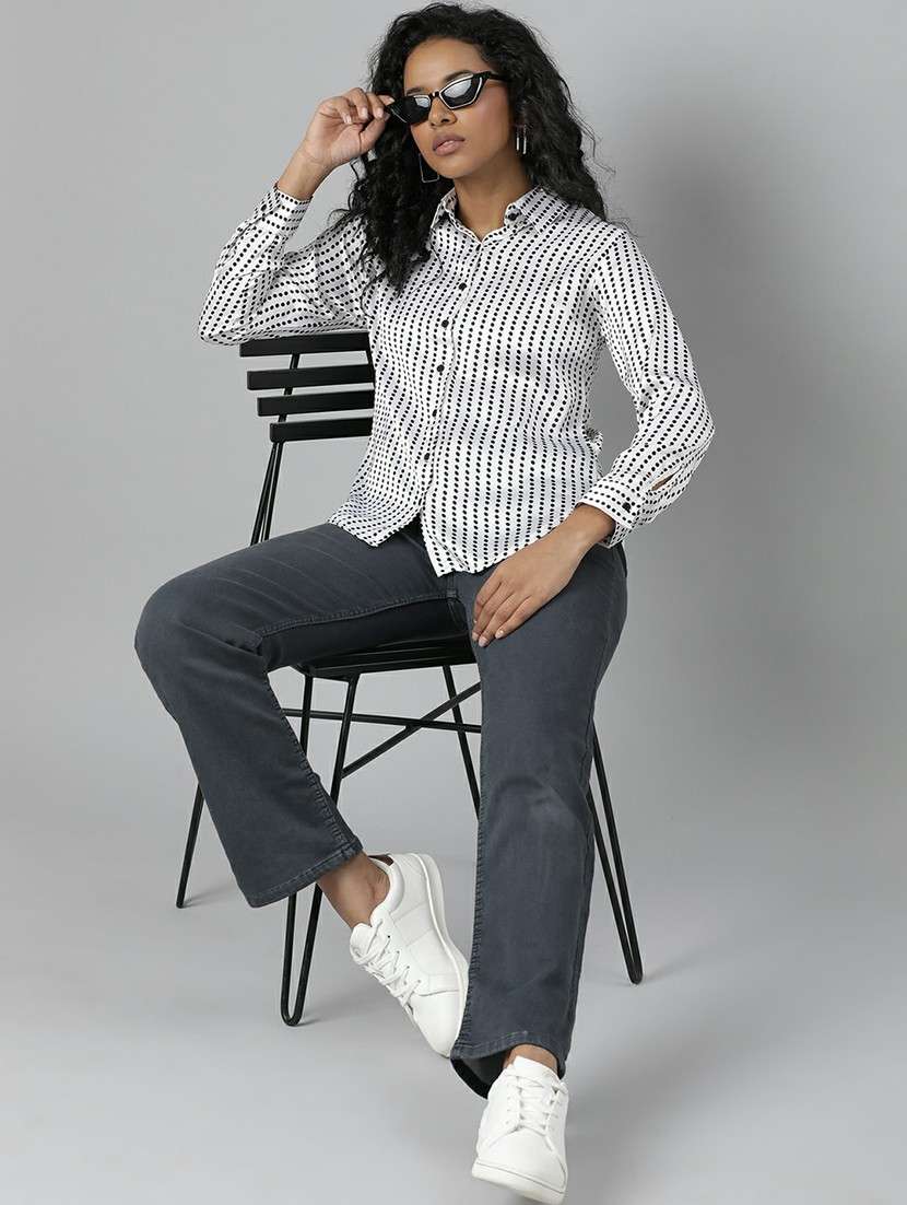 women white polka dot regular shirt - 20610507 -  Standard Image - 4