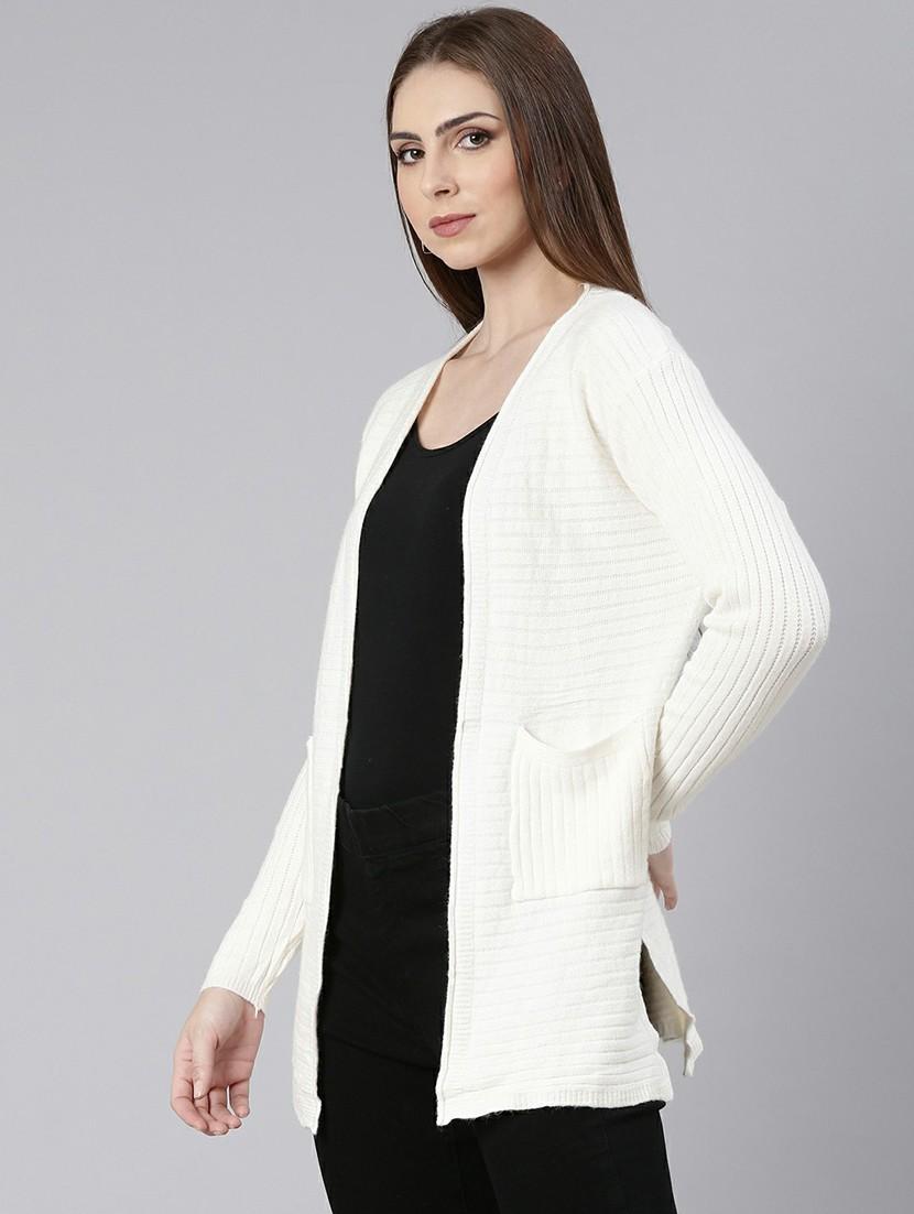 women off-white acrylic regular shrug - 20610519 -  Standard Image - 1