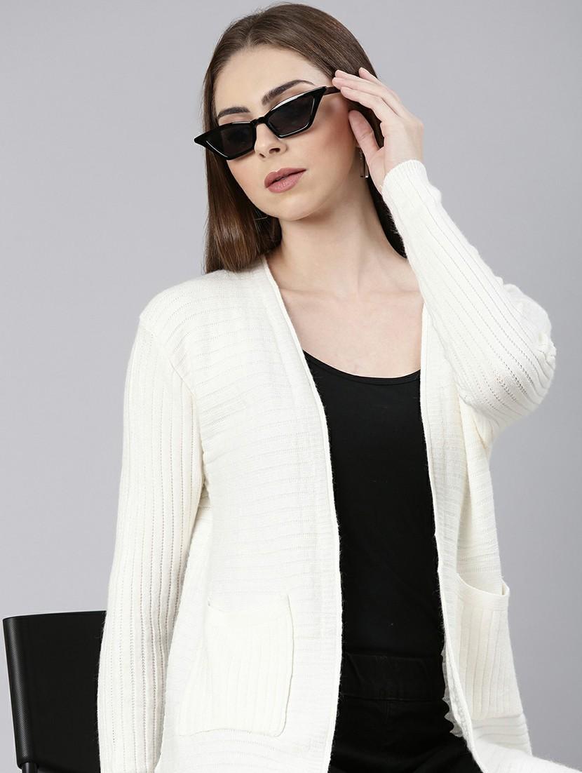 women off-white acrylic regular shrug - 20610519 - Standard Image - 4