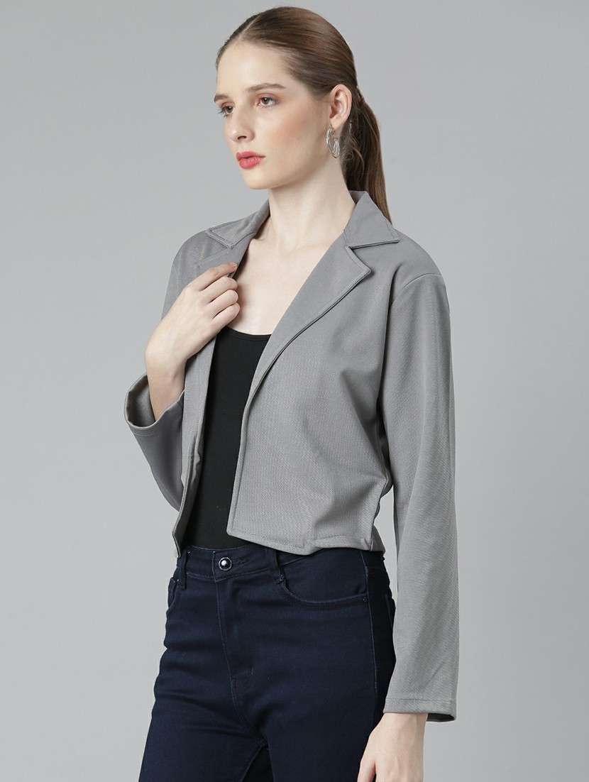 Women Grey Cotton Short Shrug - 20610522 -  Standard Image - 1