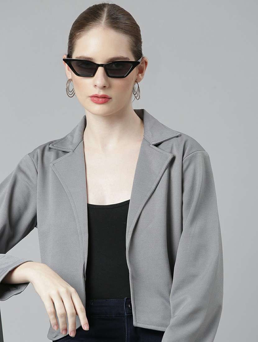 Women Grey Cotton Short Shrug - 20610522 -  Standard Image - 4