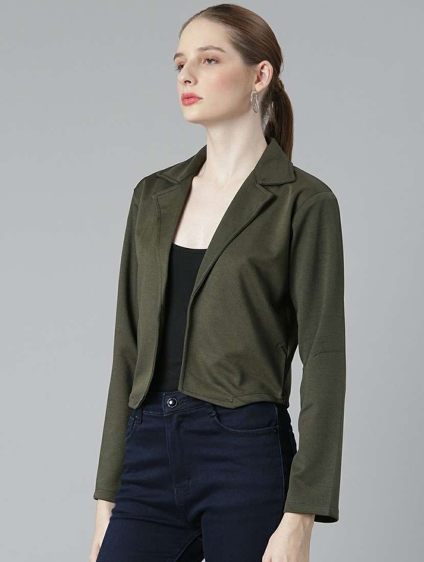 women olive cotton short shrug - 20610523 -  Standard Image - 1