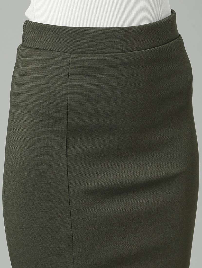 women high rise solid pencil skirt - 20610544 - Standard Image - 4