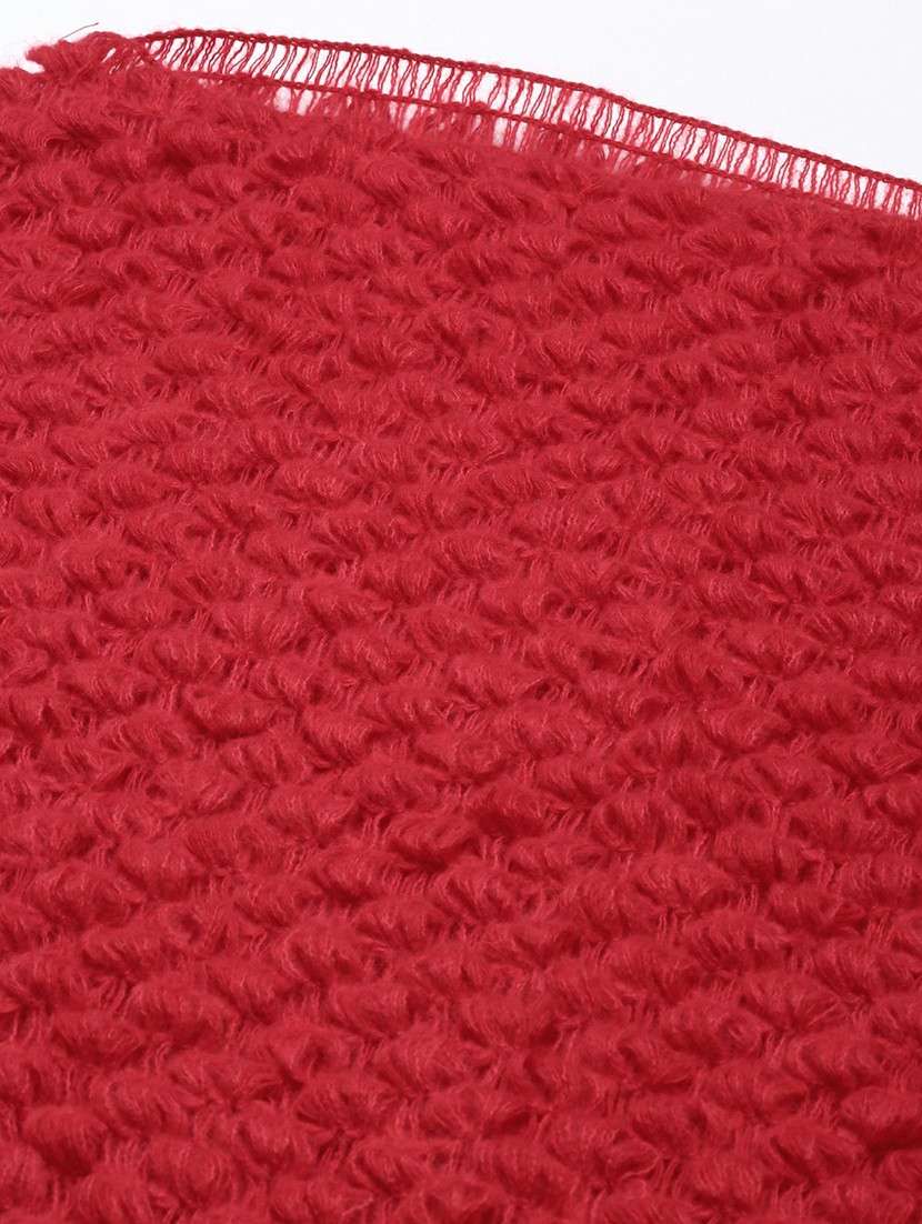 women red self designed poncho - 20610560 -  Standard Image - 6