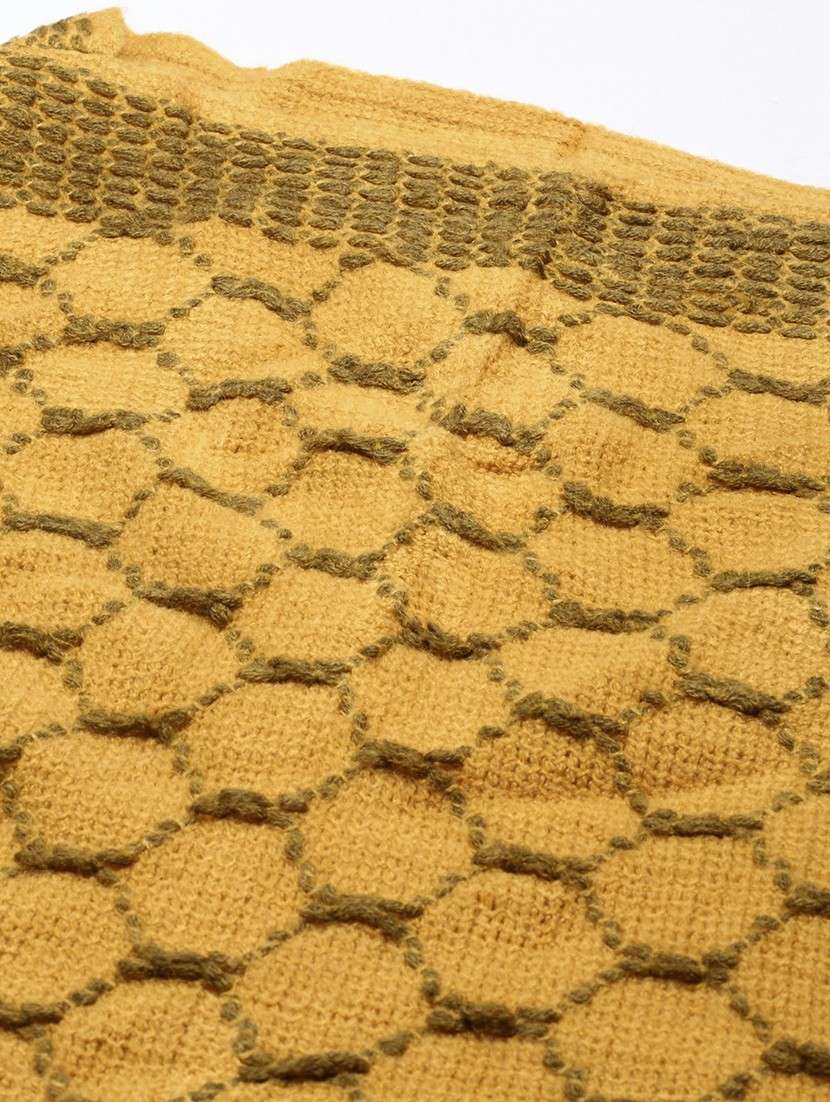 women mustard self designed poncho - 20610561 - Standard Image - 6