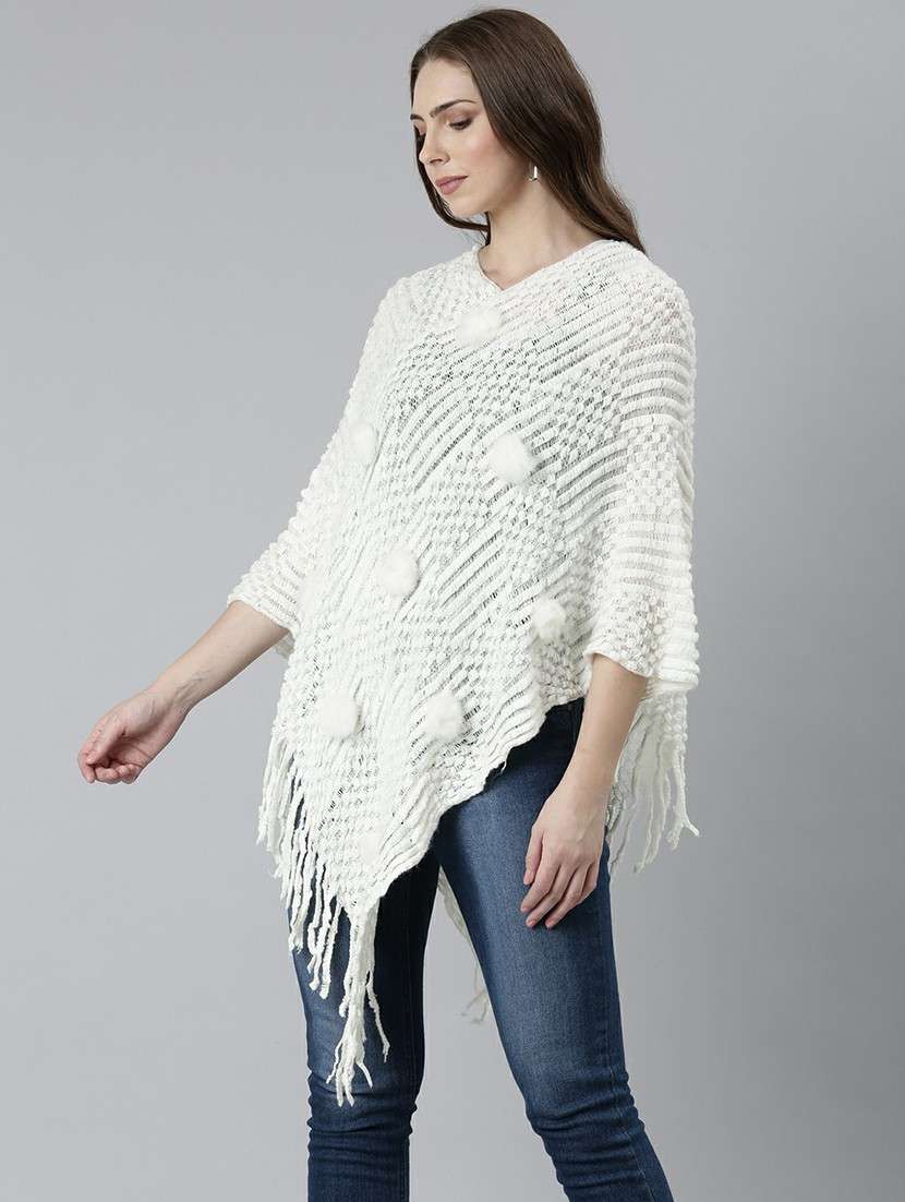 women white self designed poncho - 20610571 - Standard Image - 1