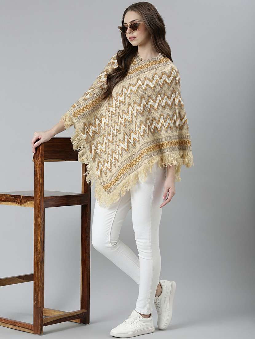 women multi color self designed poncho - 20610578 -  Standard Image - 4