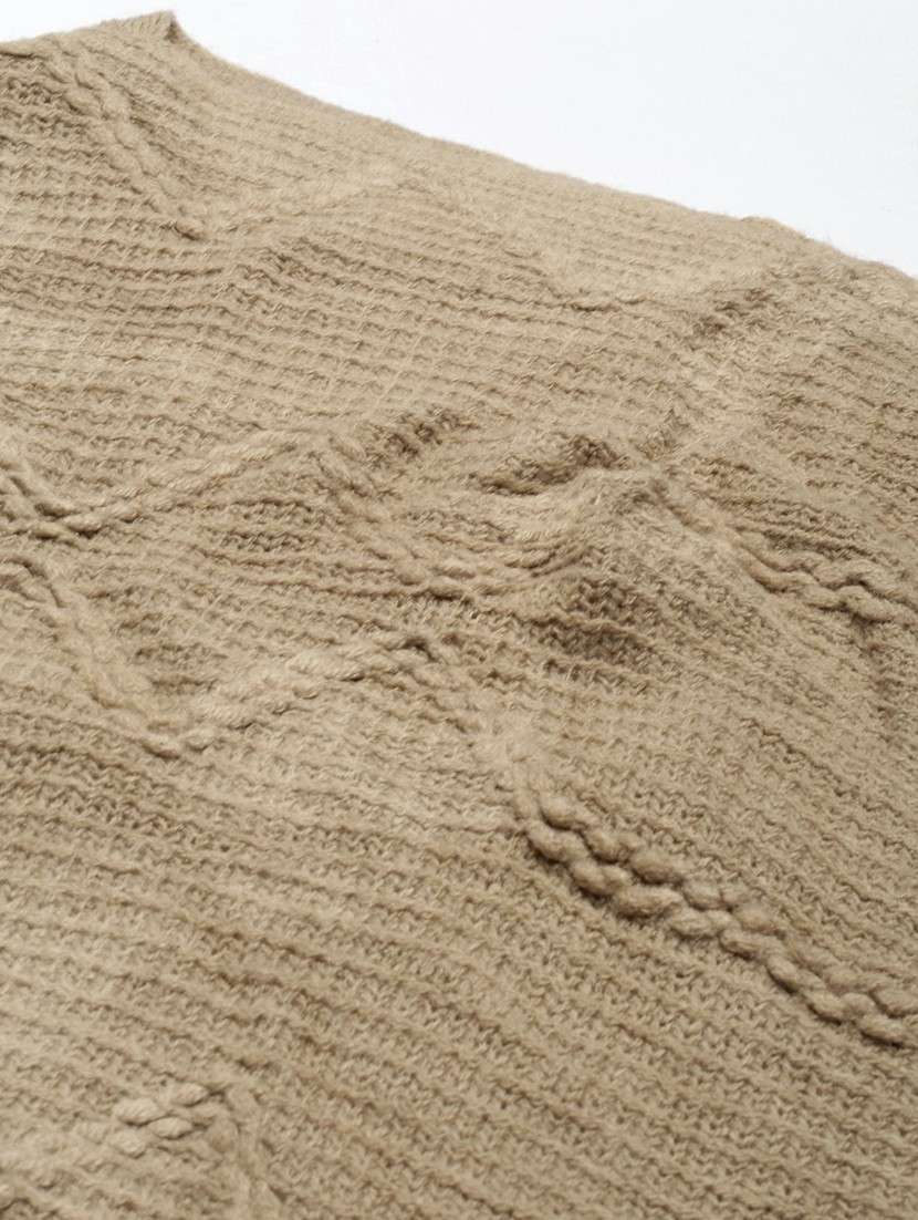 women khaki acrylic poncho - 20610620 -  Standard Image - 6