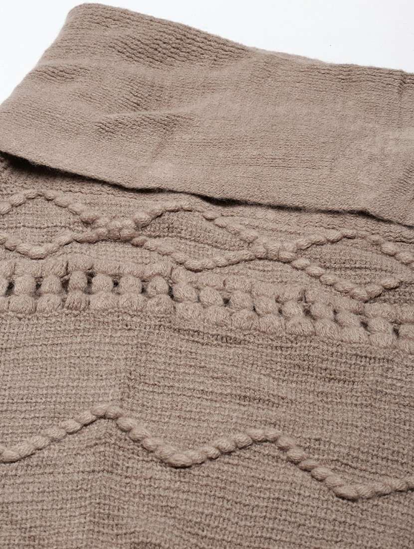 women taupe cowl neck acrylic poncho - 20610622 - Standard Image - 6