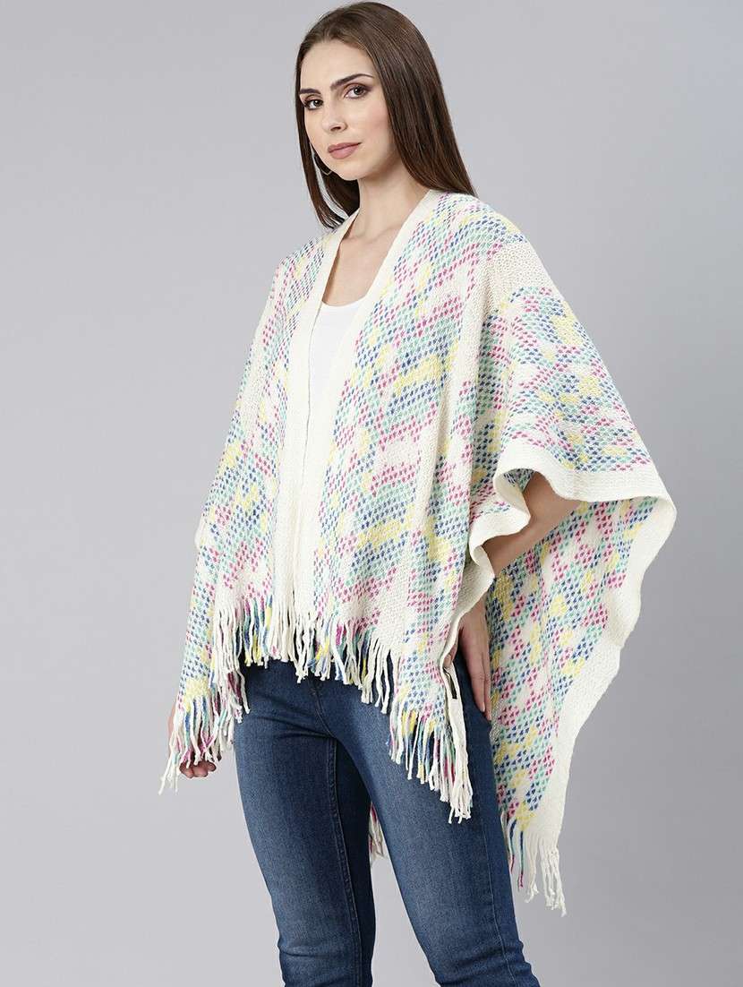 women multi color self-designed poncho - 20610629 -  Standard Image - 1