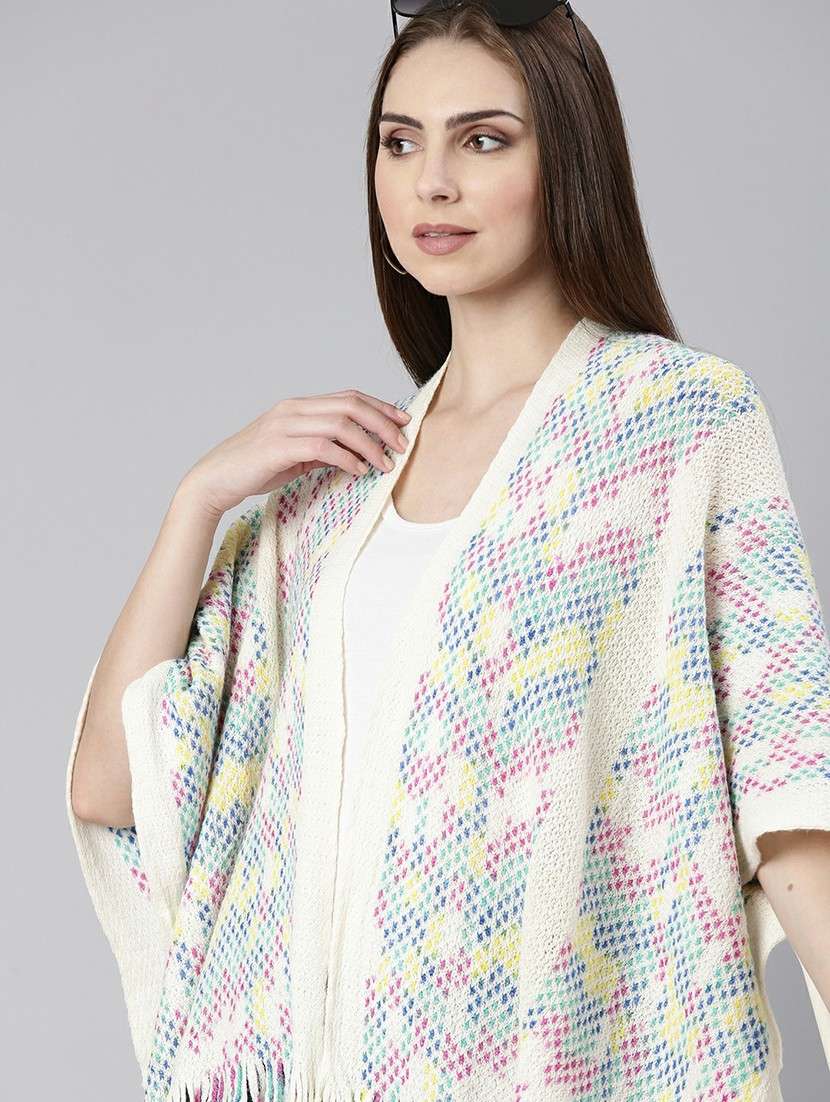women multi color self-designed poncho - 20610629 - Standard Image - 4