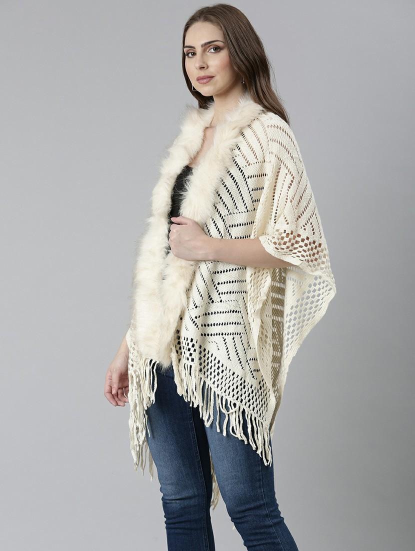 women cream self-designed poncho - 20610630 -  Standard Image - 1