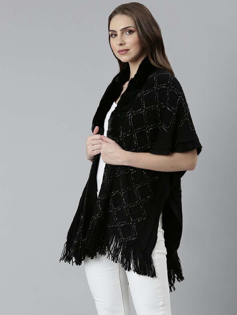 women black self-designed poncho - 20610631 -  Standard Image - 1
