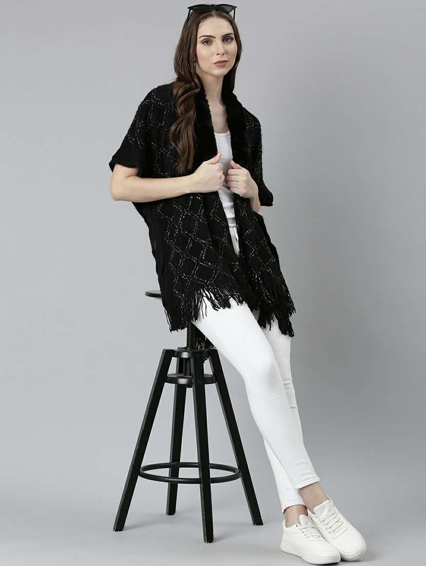 women black self-designed poncho - 20610631 -  Standard Image - 4