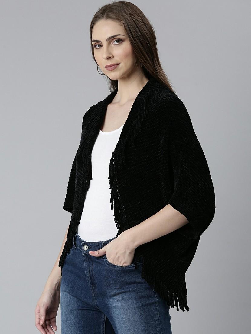 women black self-designed poncho - 20610642 - Standard Image - 1