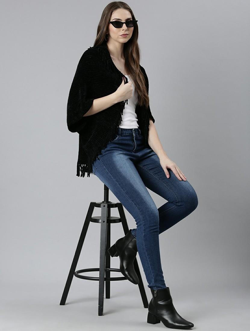 women black self-designed poncho - 20610642 - Standard Image - 4