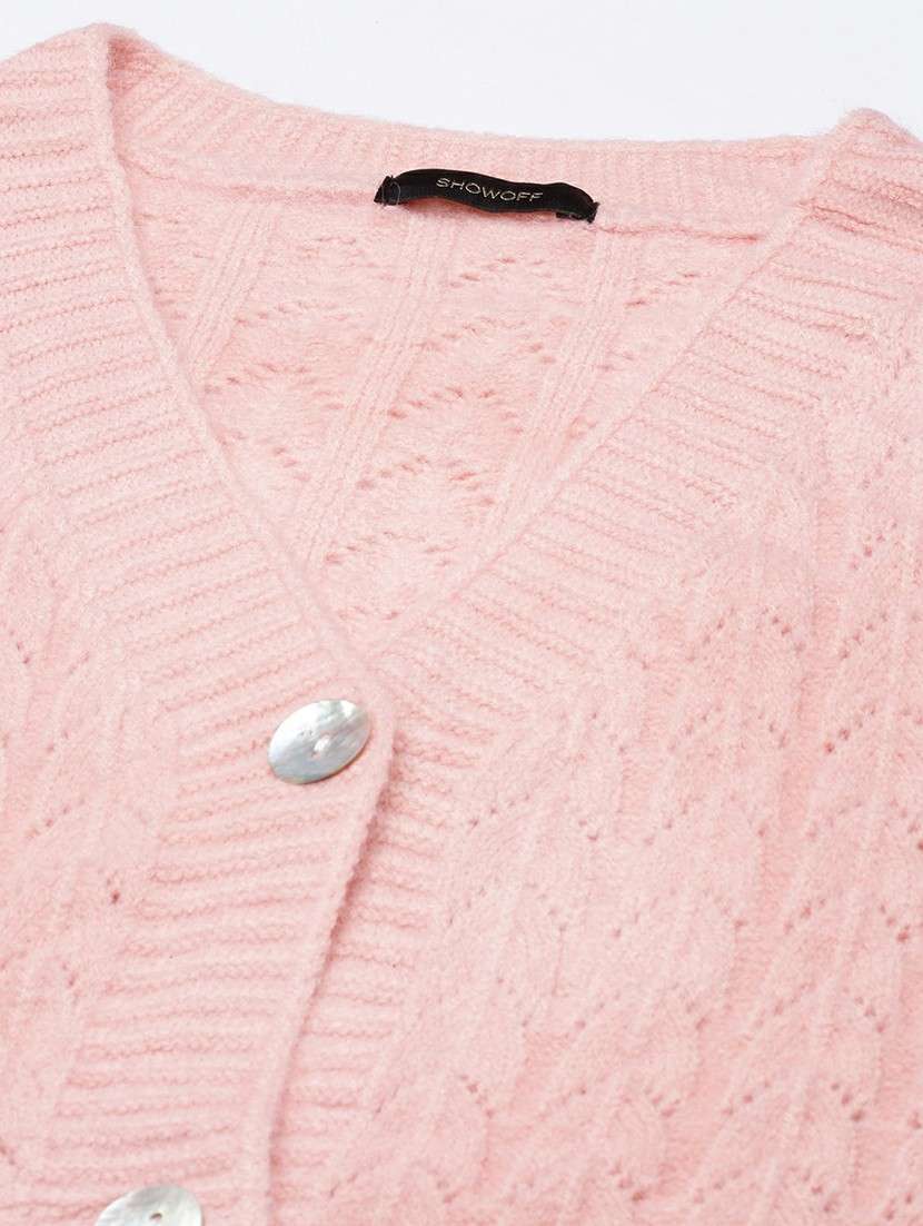 women acrylic long sleeve cardigan - 20610647 -  Standard Image - 6