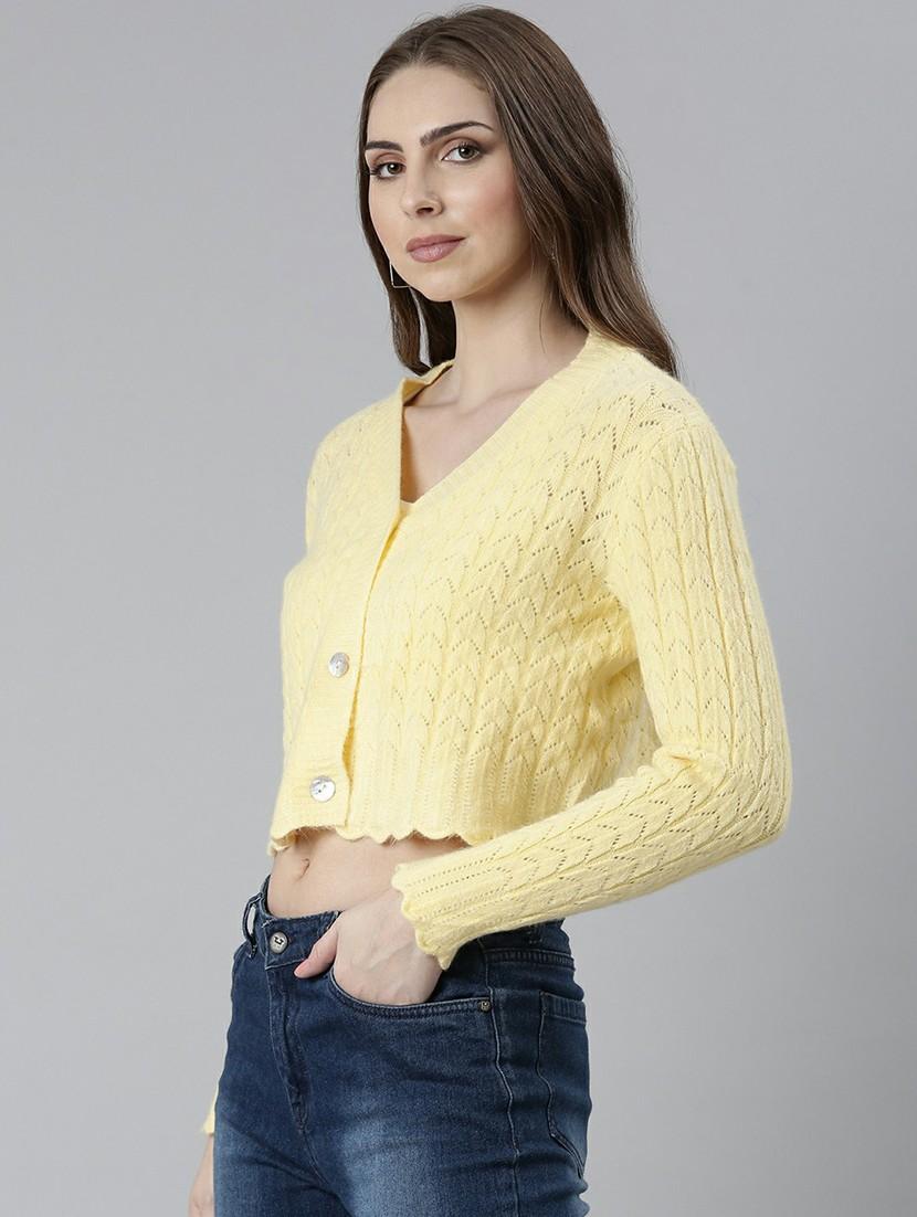 women acrylic long sleeve cardigan - 20610648 - Standard Image - 1