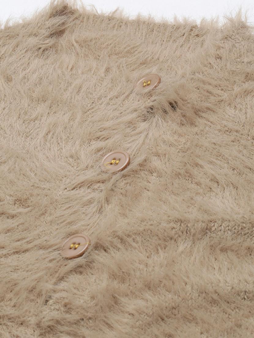 women fur acrylic long sleeve cardigan - 20610651 - Standard Image - 6