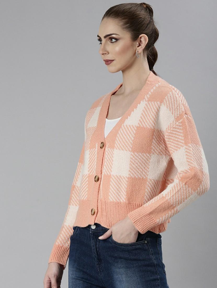 women acrylic long sleeve cardigan - 20610653 - Standard Image - 1