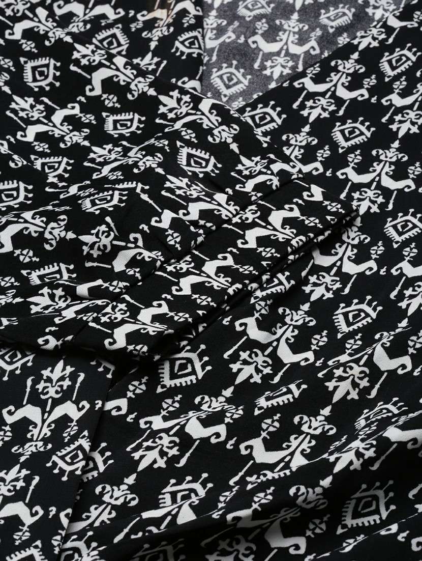 black printed blouson crop top - 20610671 -  Standard Image - 6