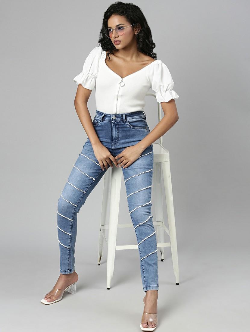 solid white zipper detailed casual top - 20610675 - Standard Image - 4