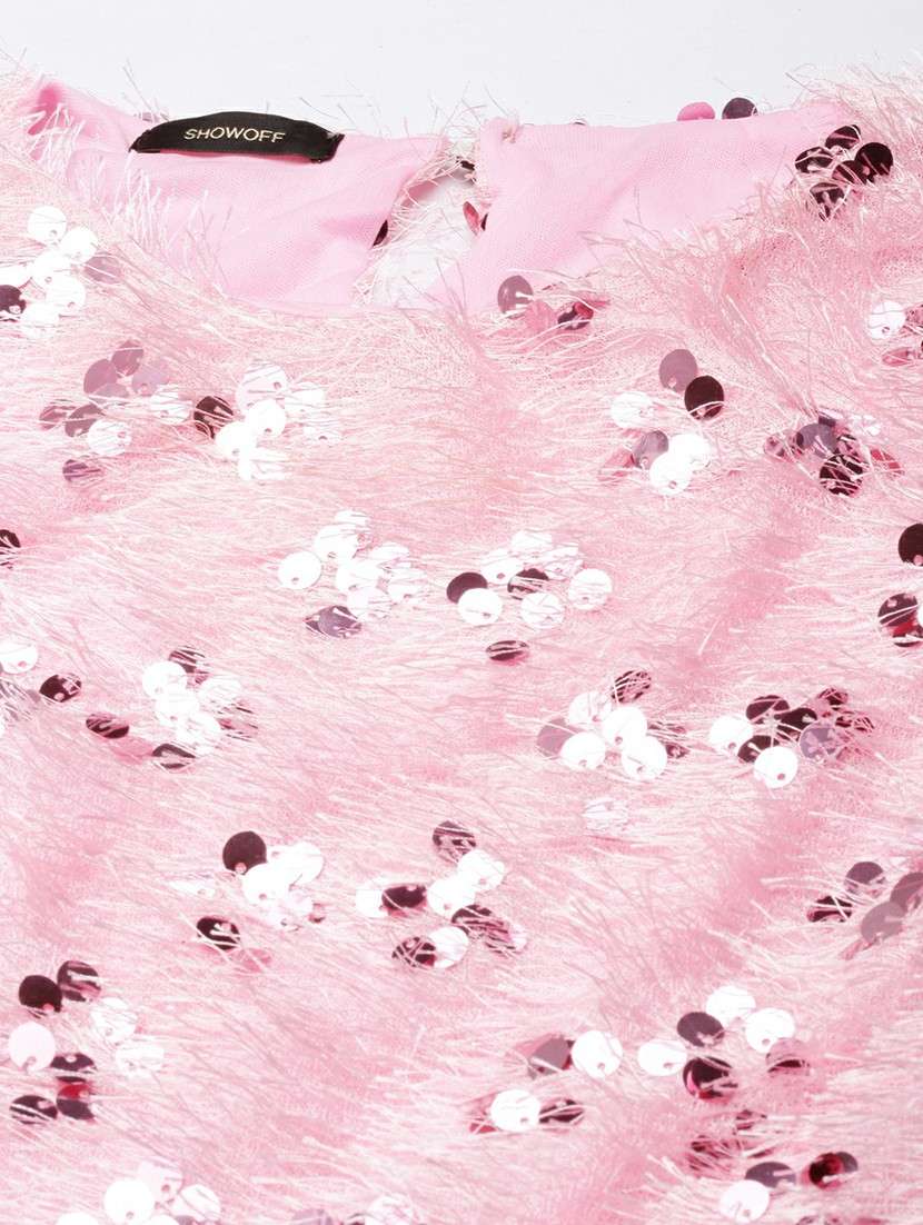 pink sequins detailed casual crop top - 20610679 -  Standard Image - 6