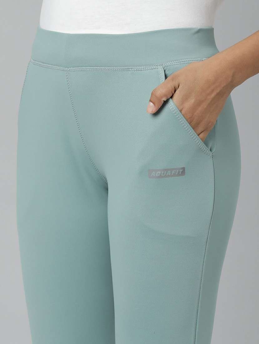 women high rise solid track pant - 20610704 - Standard Image - 4