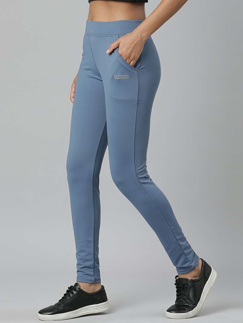 women high rise solid track pant - 20610705 -  Standard Image - 1