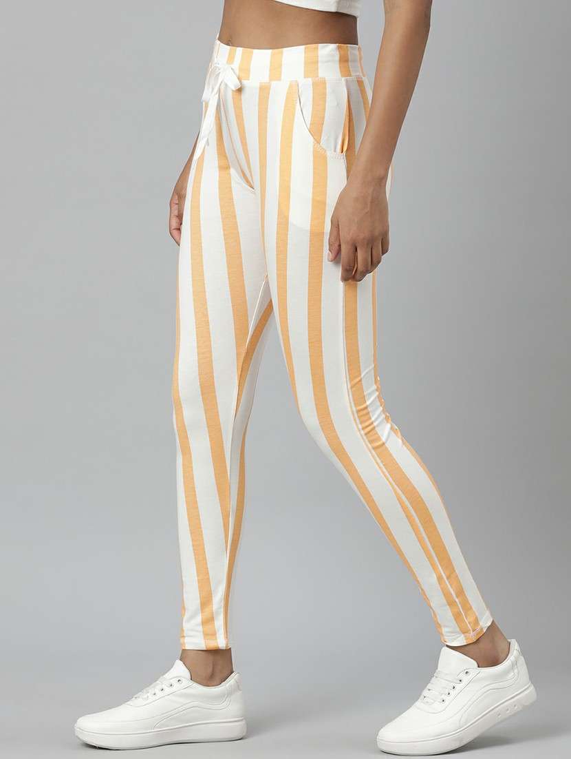 women high rise striped track pant - 20610709 -  Standard Image - 1