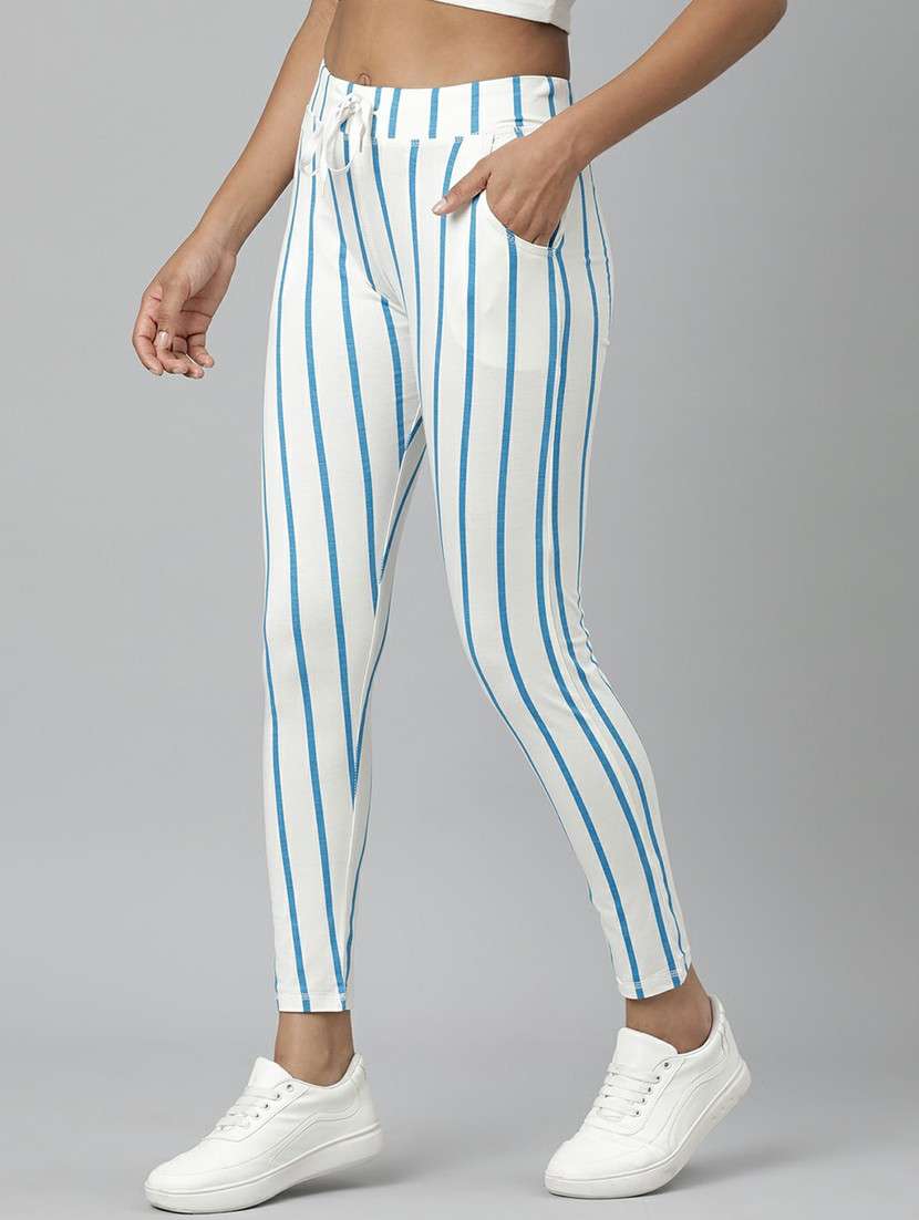 women high rise striped track pant - 20610714 -  Standard Image - 1