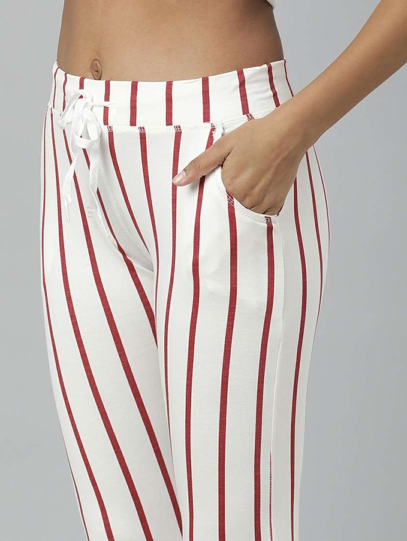 women high rise striped track pant - 20610715 -  Standard Image - 4