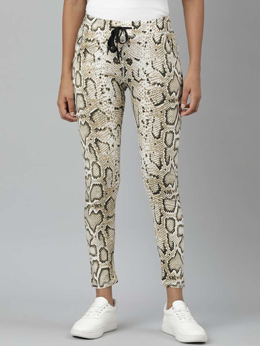 women high rise animal printed track pant