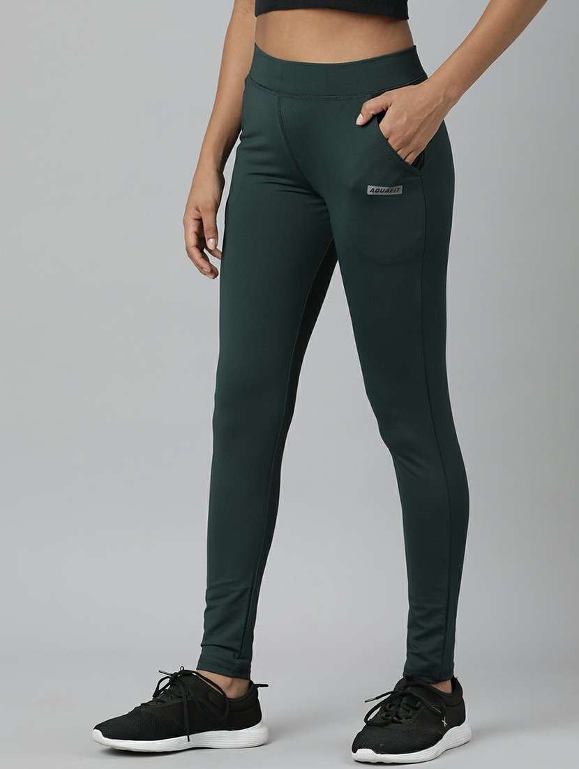 women high rise solid track pant - 20610723 -  Standard Image - 1