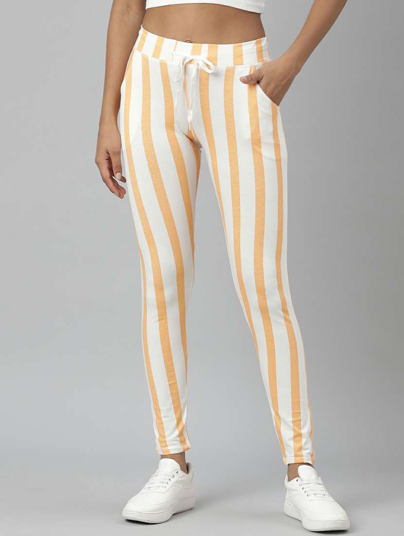 women high rise striped track pant