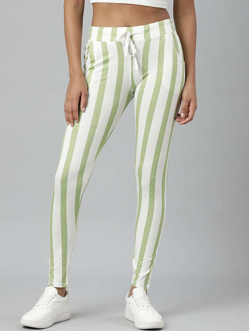 women high rise striped track pant