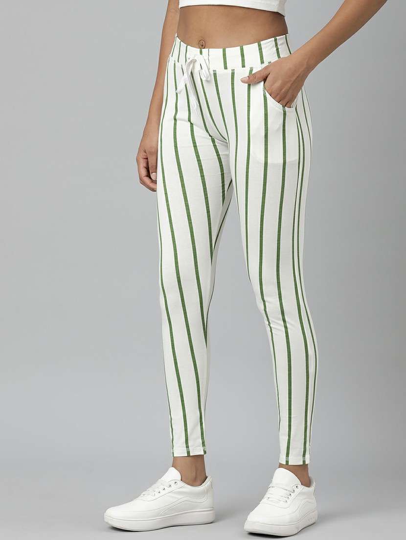 women high rise striped track pant - 20610730 -  Standard Image - 1
