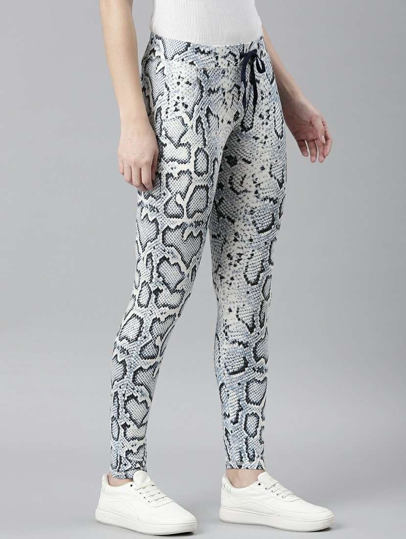 women high rise animal printed track pant - 20610734 -  Standard Image - 1