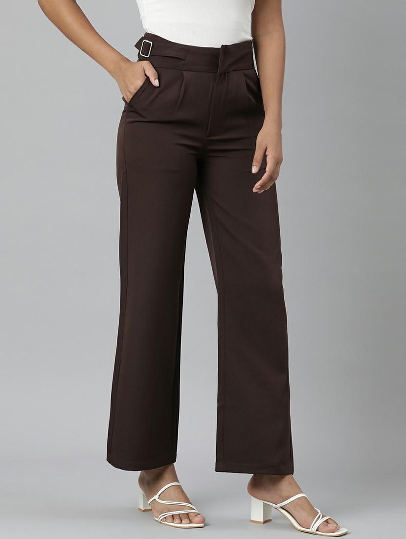 brown cotton pleated trouser - 20610878 - Standard Image - 1