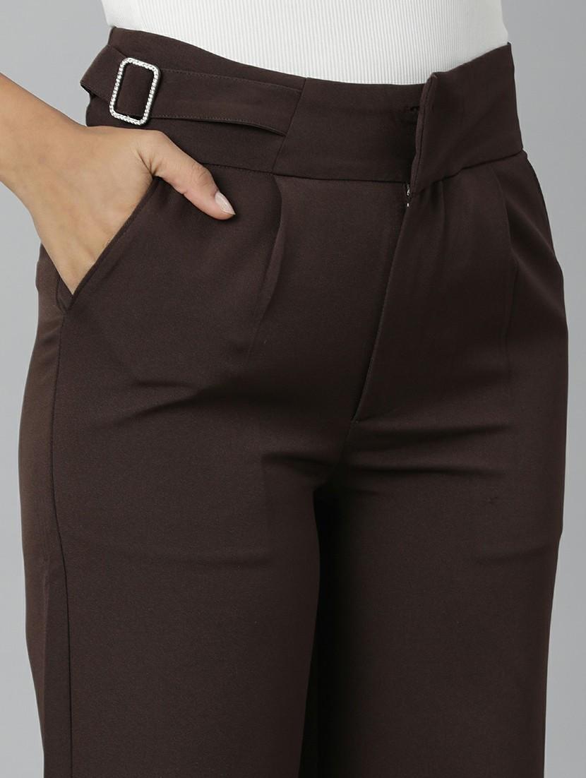 brown cotton pleated trouser - 20610878 - Standard Image - 4