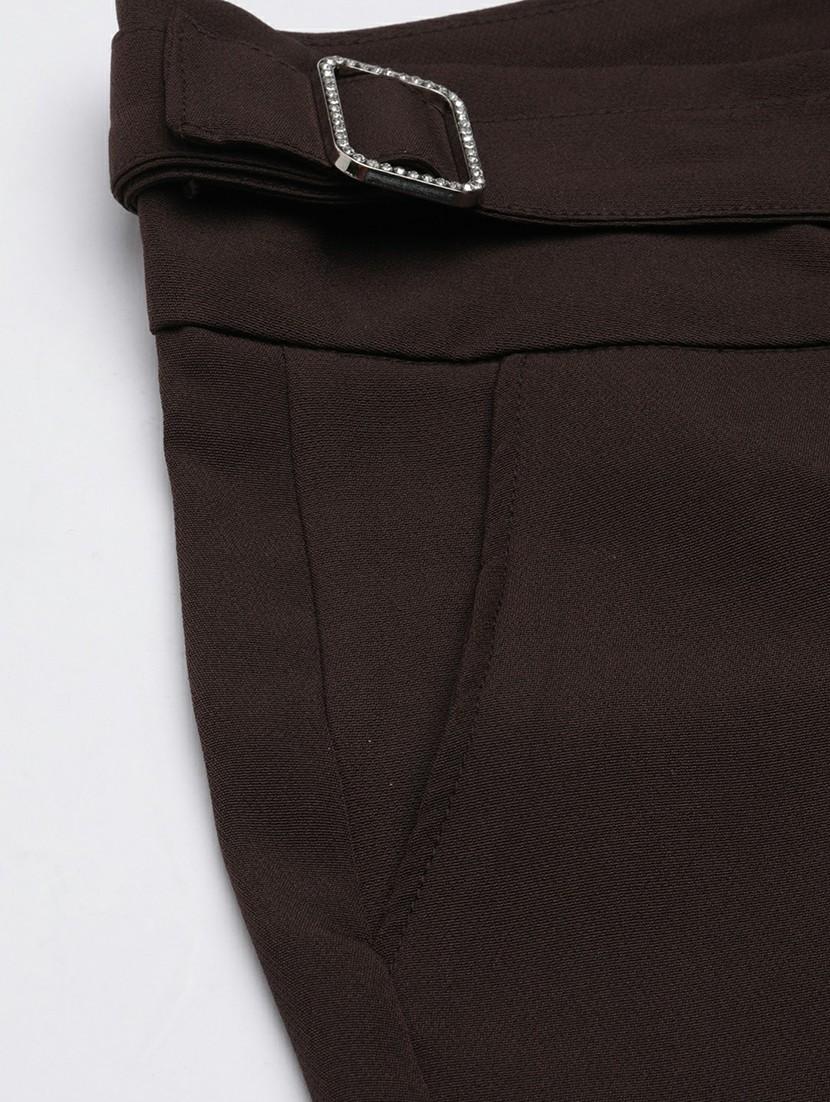 brown cotton pleated trouser - 20610878 - Standard Image - 6