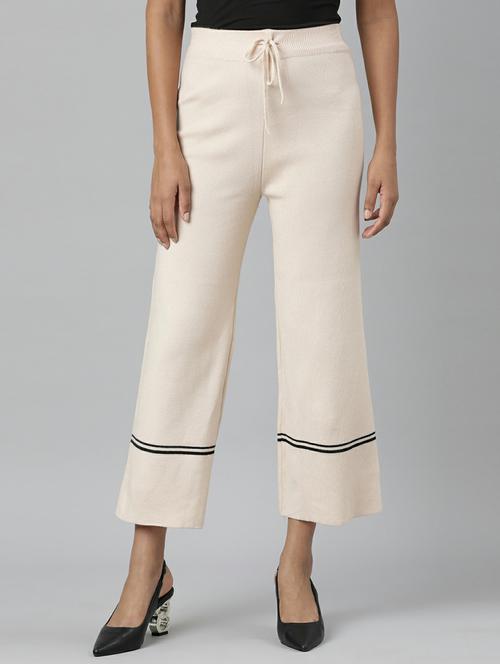 beige cotton flat front trouser - 20610880 -  Standard Image - 0