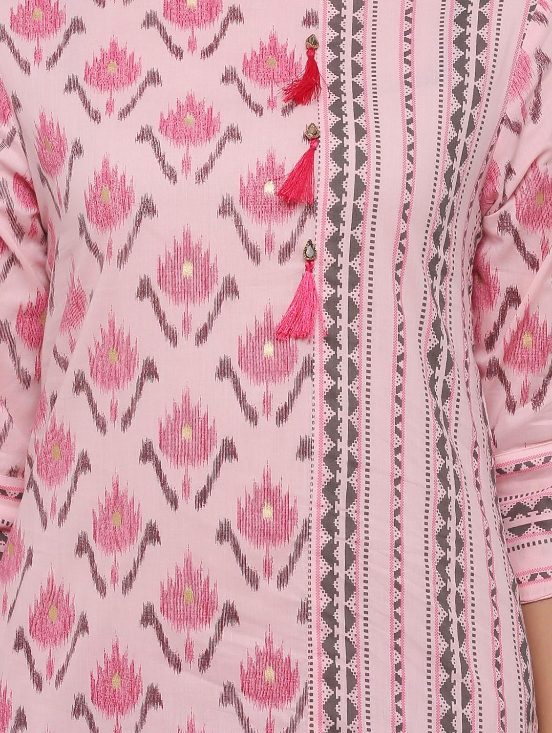 pink three quarter sleeve kurta sharara set - 20610942 - Standard Image - 4
