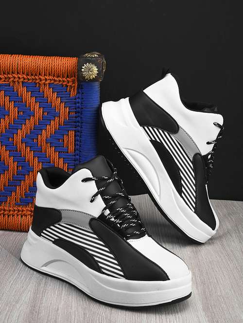 black & white lace up casual sneaker - 20611045 - Standard Image - 0