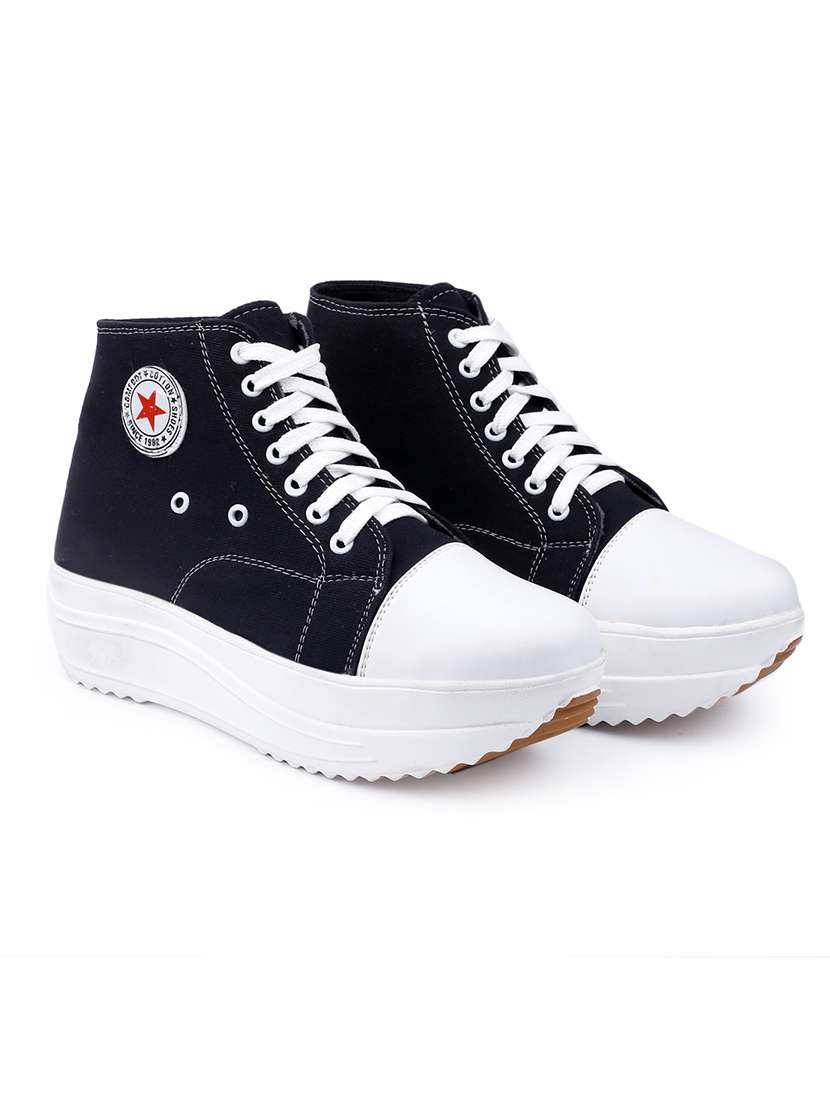 black lace up casual sneakers - 20611050 - Standard Image - 1